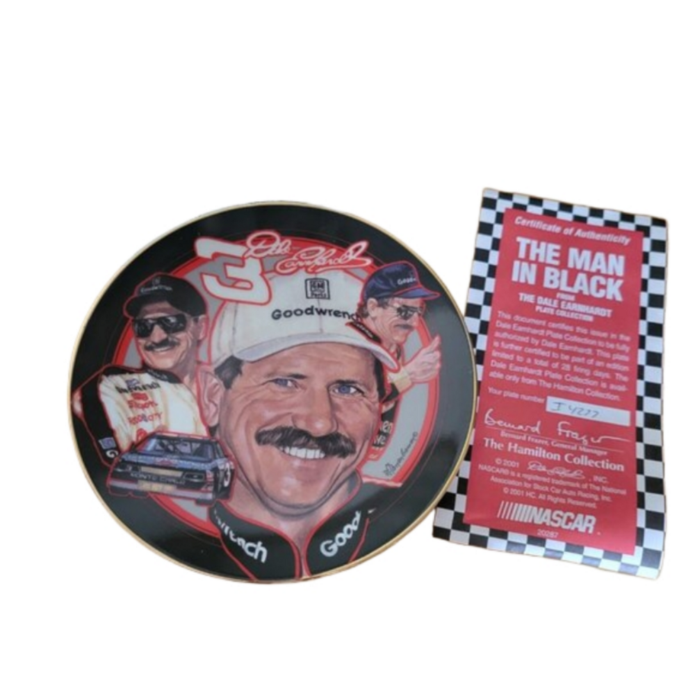 #3 Dale Earnhardt – The Man in Black, NWT Collectible plate # I 4277